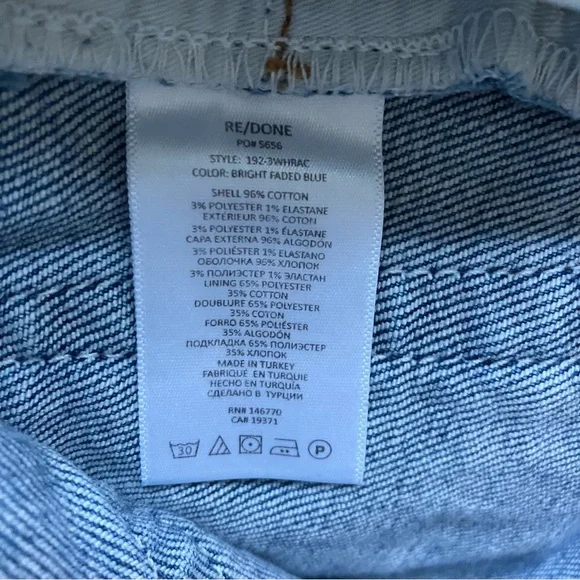 Re/Done ReDone Denim Jeans 90S High Rise Ankle Crop Button Fly Womens' Size 28 - Picture 7 of 9